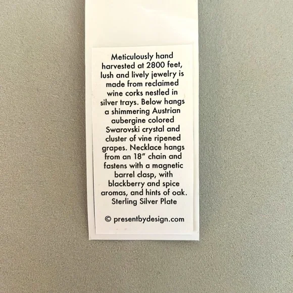 Wine Cork Necklace Vintage Swarovski NWT - Picture 2 of 10